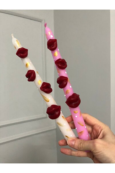 Elif Design 2 li dudaklı şamdan mum seti/el emeği şamdan mum/kadın mum