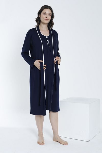 Miss Dünya Lissa Women's Dressing Gown Front Buttoned Maternity and Maternity Nightgown Set