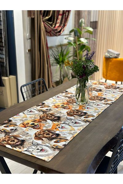 Gofre Home Runner Dog Patterned Digital Print Runner