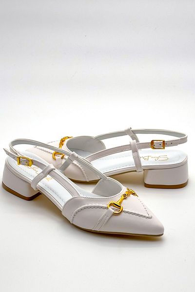 Shoebutik Pantofi cu toc de damă din piele albă Room