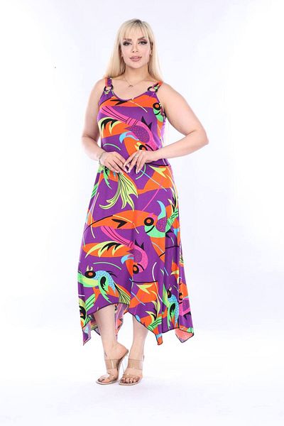 mezura tekstil Summer Strap Combed Cotton Asymmetrical Cut skirt Large Size Dress