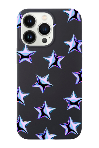 shoptocase Iphone 14 PRO Uyumlu Mor Yıldızlar Desenli Lansman Silikon Telefon...