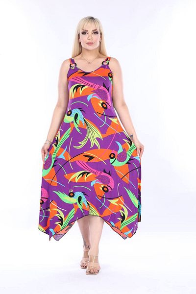 mezura tekstil Summer Strap Combed Cotton Asymmetrical Cut skirt Large Size Dress