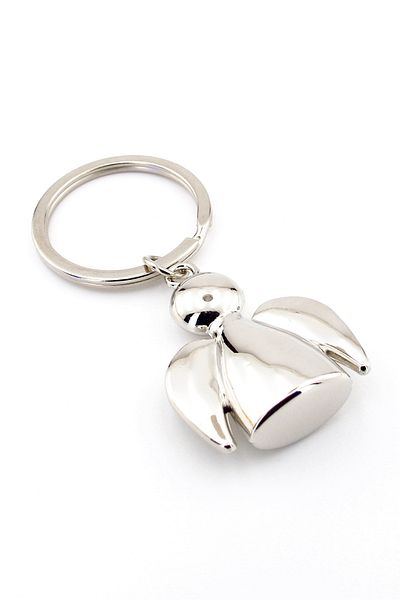 Solfera Angel Figure Angel Silver Color Shiny Metal Keychain KC097