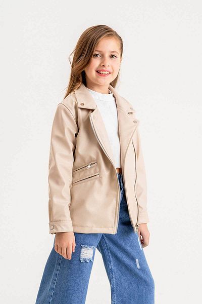 Gold Class Kidswear Zippered Lined Girl Leather Jacket