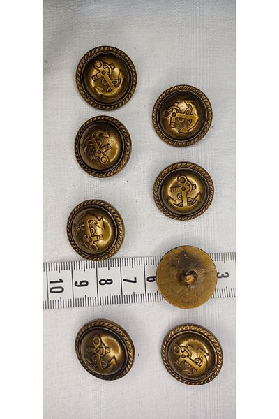Tuhafiş 8 Pieces Copper Color Anchor Pattern Jacket Coat Cardigan Button 2.5 Cm.