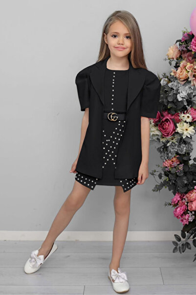 Tarz Çocuk Girl's Pearl Dress Jacket Style Set