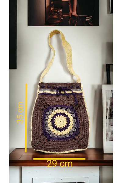 Butenin Atölyesi حبل ورقي، حقيبة كتف منقوشة، اللون أرجواني