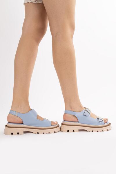 Getcho Carter Women's Baby Blue Sandals with Adjustable Belt