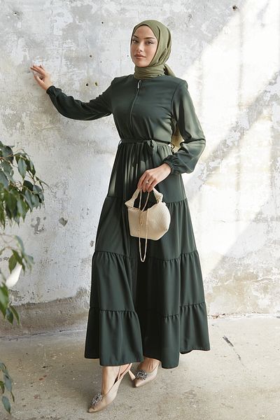 InStyle Ζωνητή Φούστα Gathered Ferace - Χακί