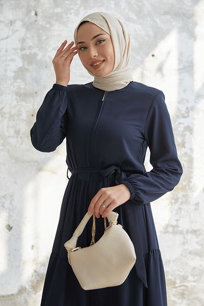 InStyle Ζωντανή φούστα Shirred Ferace - Navy Blue