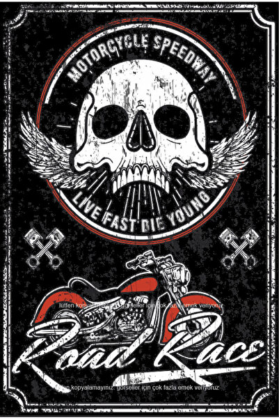 Hayat Poster motociklistička trka na putu brza vožnja lubanja slika za dekora...