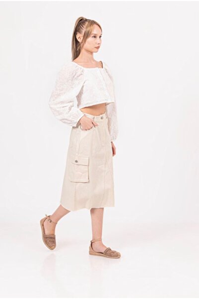 LOCO LOCO LİMİ genç  kız çocuk keten uzun etek