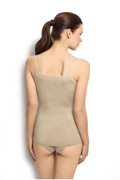 MYS GRUP TEKSTİL Jiber Women's Bamboo 2-Piece Rope Strap Tank Top 668 (Mink, Dried Rose, Green)