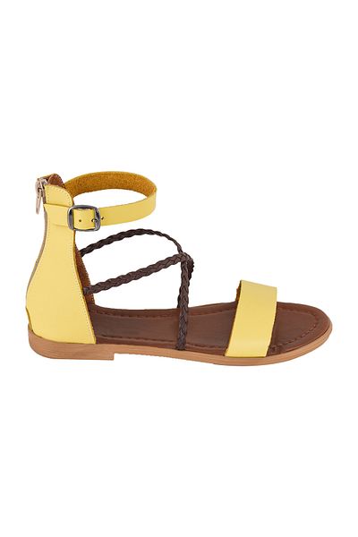 Moosefield Genuine Leather Yellow Women's Sandals