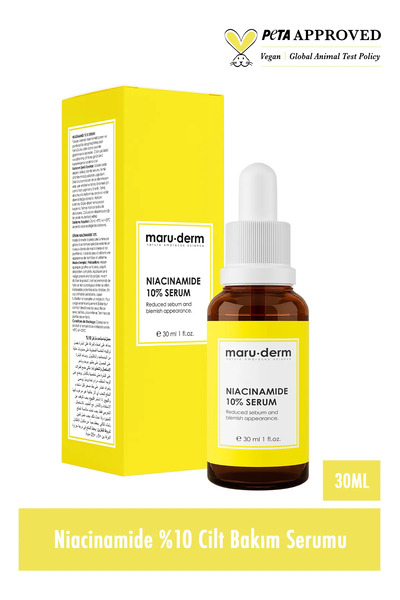 Maru.Derm Niacinamide %10 + Hyalüronik Asit + Panthenol Cilt Bakım Serumu 30 Ml