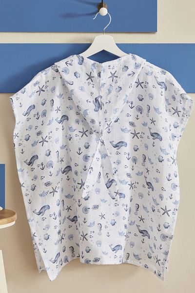 Karaca Home 4-6 Years old Muslin Poncho - Young Ocean Printed