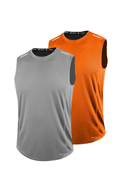 GENIUS STORE 2 Pack Men's Moisture Absorbing Quick Dry Technical Performance Athlete Zero Sleeve T-shirt DRIFIT-SIFIRKOL2