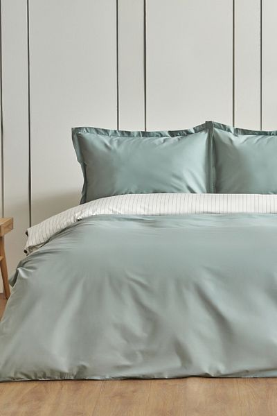 Karaca Home Cool Touch Stripe Single Duvet Cover Set Green