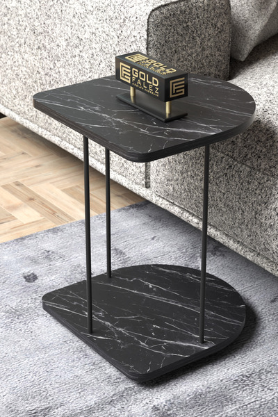 GOLDFALEZ Mobile Side Table with Wheels | Oval HND Collection | Modern Serving Cart in Bendir Finish