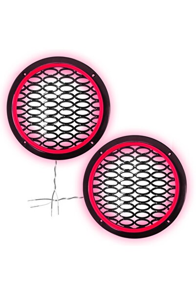 Poke Ledli Hoparlör Kapak 20cm 2Adet 12v Pk-5051, Kırmızı