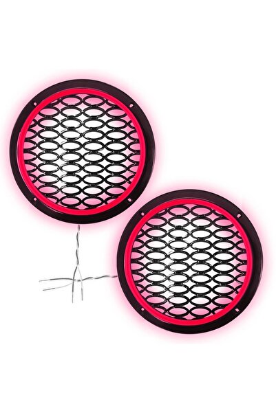 Poke Ledli Hoparlör Kapak 16cm 2Adet 12v Pk-5050, Kırmızı