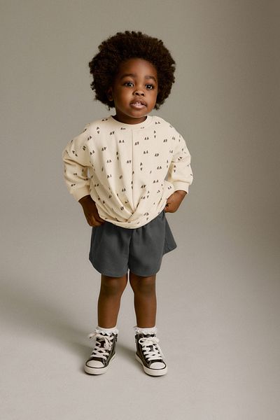 Next Baby Cotton Mono Heart Sweatshirt Shorts Top and Bottom Set