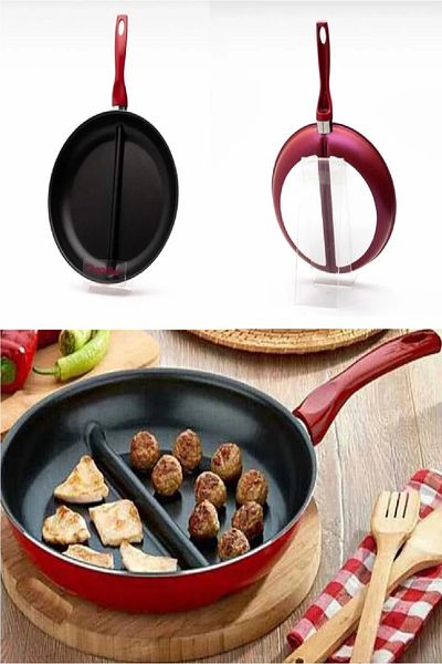 Bayev Ramazana Special Sahur Set 30 Cm Double Compartment Pan + Red Enamel Teapot Set Iftar Set