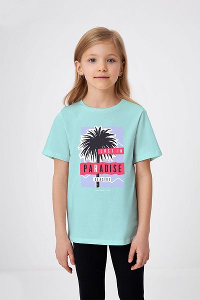 ADABEBEK Paradise Detailed Palm Printed T-Shirt για κορίτσια