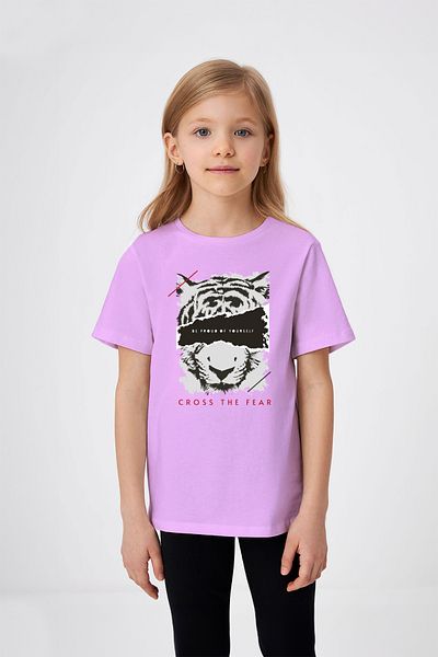ADABEBEK Tricou pentru fetiță cu imprimeu Cross The Fear Tiger