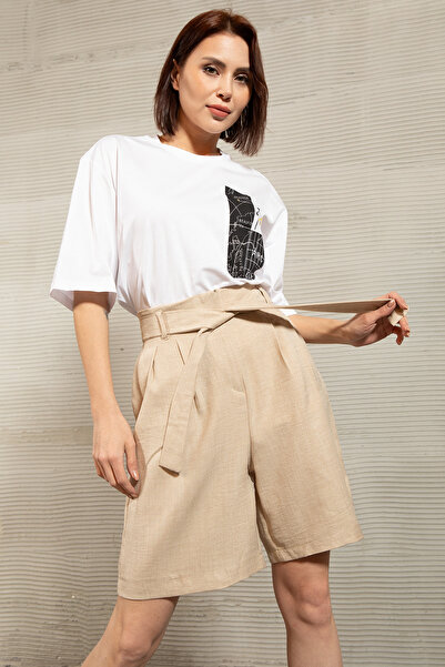 GİYSA Γυναικείο σορτς με πλισέ ζώνη