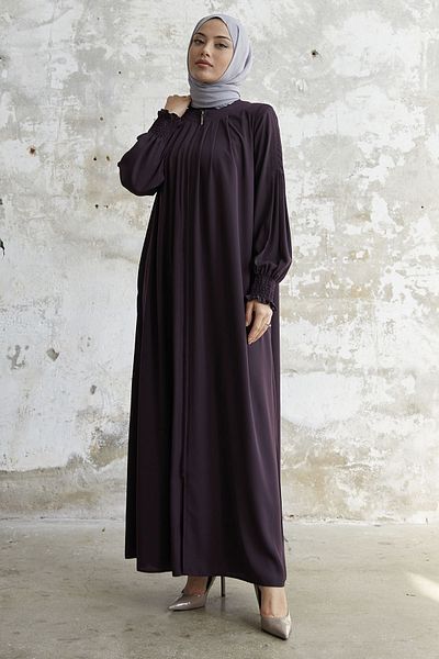 InStyle Pleated Detail Gathered Ferace - Plum