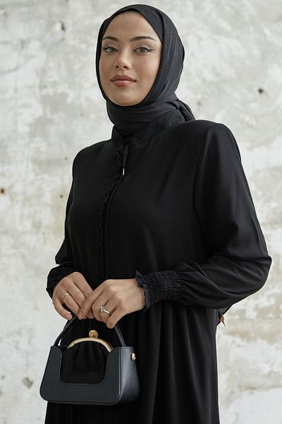 InStyle Volný límec Asymetrický střih Ferace - Černá
