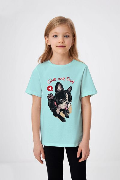 ADABEBEK Give me Five Written Puppy Λεπτομερές T-Shirt για κορίτσια