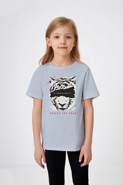 ADABEBEK Tricou pentru fetiță cu imprimeu Cross The Fear Tiger