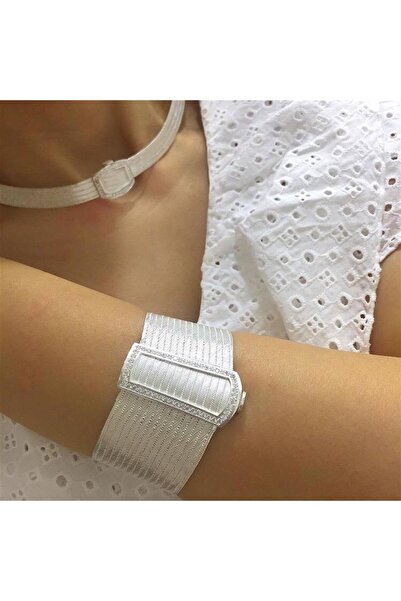 bestmysilver Kadın Gümüş Tek Sıra Taşlı Trabzon Hasır 15 Sıra Bileklik 5 Sıra Gerdanlık