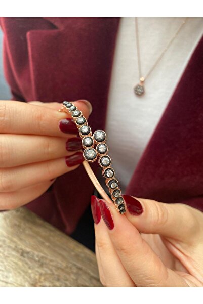 bestmysilver Kadın Gümüş Elmas Montür Kelepçeli Bileklik 3339