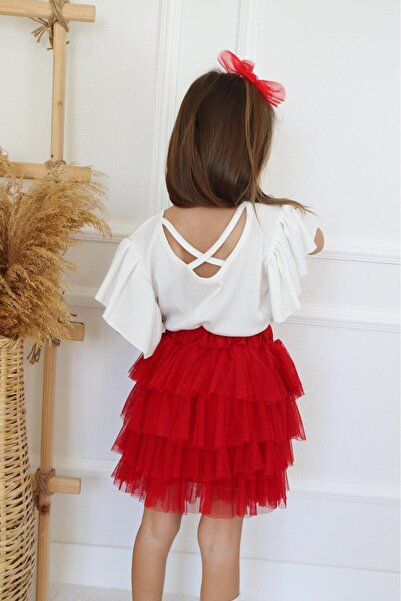 en tarz çocuklar GIRL'S FLOOR-LAYED TOWELLED SKIRT BLUZ SUIT-FAIRMENT-23 APRIL