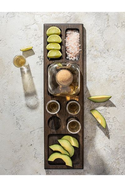 Esci Design Wooden Presentation Holder - Wooden Tequila Set Presentation - Wooden Desktop Organizer - Wooden Presentation Plate