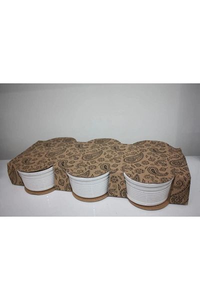 Decovio Horizontal Striped Glittered White Souffle Cup