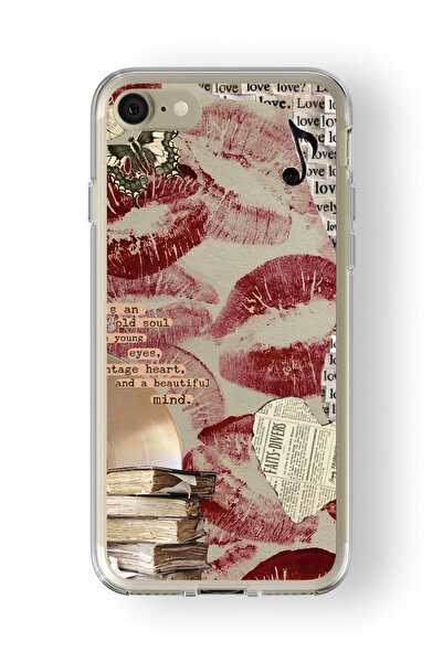 Multitronic Iphone 6 ve 6s Uyumlu Vintage Heart Tasarım Baskılı Şeffaf Kılıf