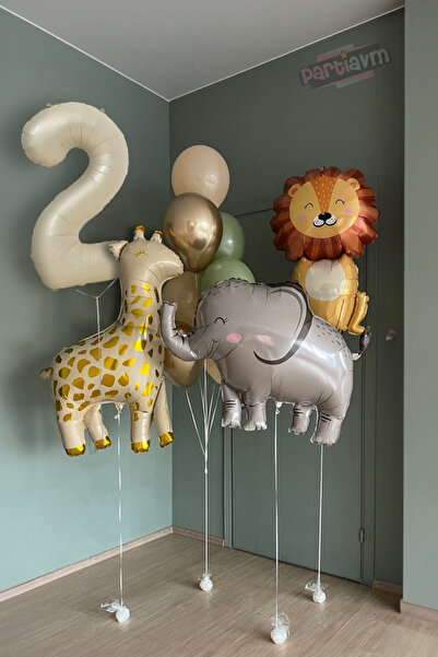 PARTİAVM بالون باللون البيج الكريمي ذو الألوان البنية الناعمة على شكل زرافة أ...