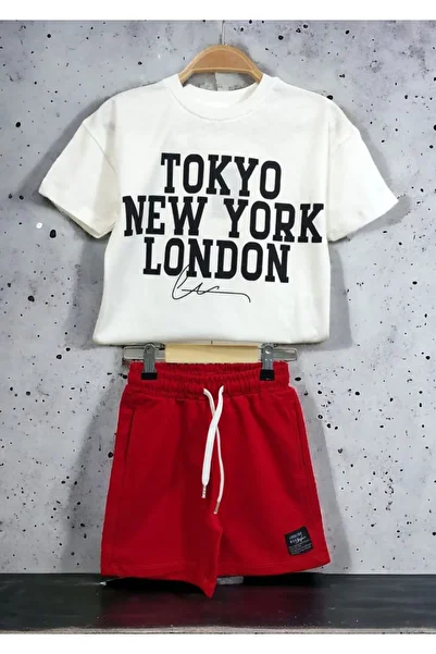 kidsepet TOKYO NEW YORK LONDON PRINT DAY AND SPECIAL DAY 100% COTTON UNISEX SHORTS TEE SET