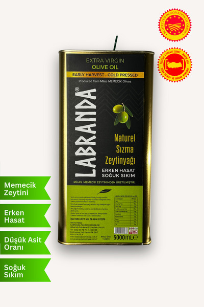 Labranda Zeytinyağı Soğuk Sıkım Erken Hasat Zeytinyağı - Teneke - 5 lt
