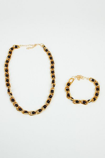 Pridza Kontras Color Chain Necklace Bracelet Set