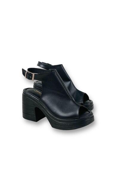 bescobel Women's Pohma Black Heeled Summer Shoes 10 Cm Heel (375)