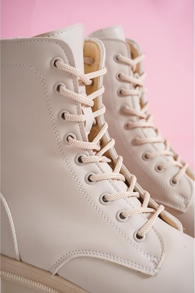 bescobel Γυναικείες μπότες με φερμουάρ και κορδόνια από δέρμα Bersh