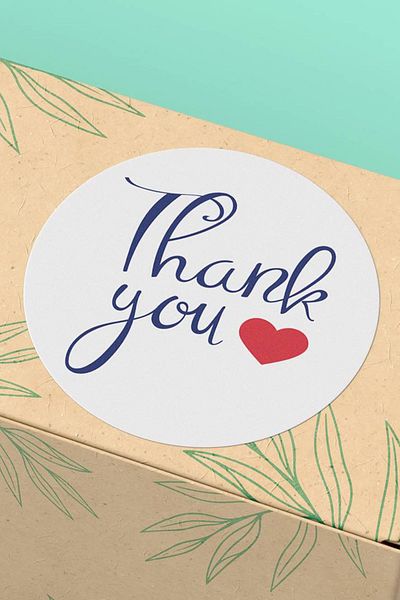 Basic Sense Coated Thank You Sticker - Red Heart Patterned Cargo Label, 3X3Cm, 90 Pieces - St2082