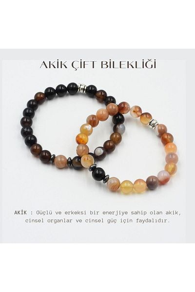 DOĞAL TAŞ CENNETİ Natural Stone Couple Bracelet - Agate