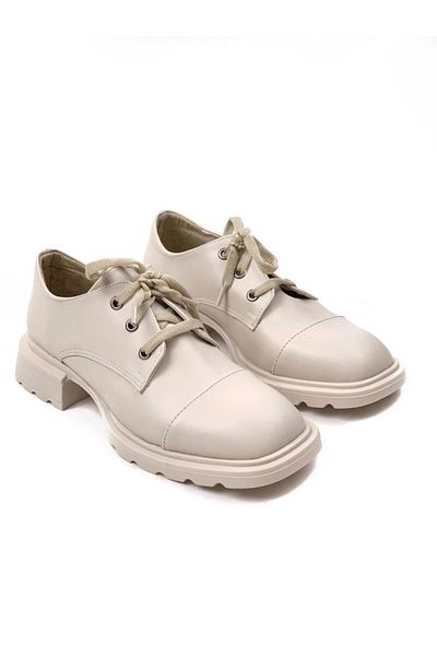 bescobel Women's Nude Lace-up Leather Daily Walking Moccasin Leofer Shoes 402